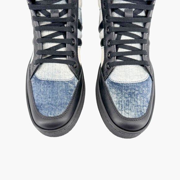 Gucci High Top Denim Sneakers EU 39 US 9 Blue Faded Distressed Retro Casual Shoe - Picture 4 of 14